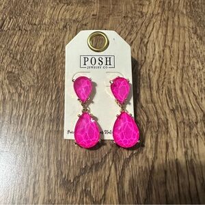 New Posh(sister co)Pink Panache neon pink pear earrings